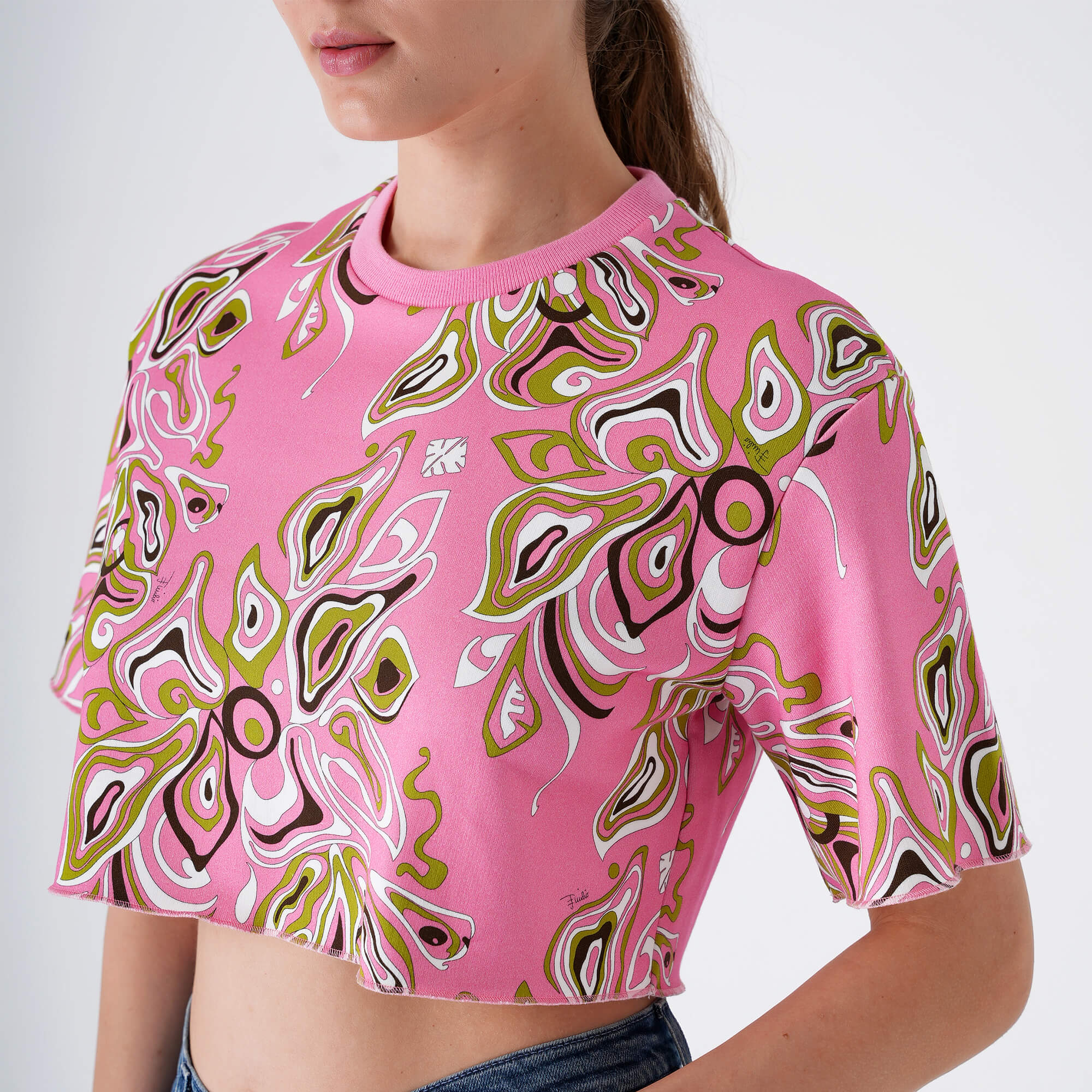 Emilio Pucci -Pink Paisley Crop T-shirt